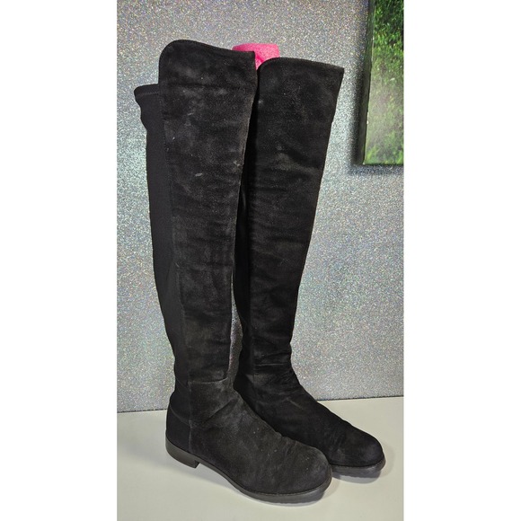 Stuart Weitzman Shoes - Stuart Weitzman 5050 Black Suede Over The Knee Boots Womens 7 M Dust Bag Box OTK